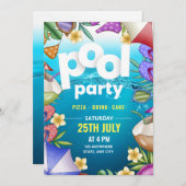 Pool-Party Einladung zum Geburtstag, Party im Somm (Vorne/Hinten)
