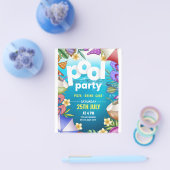 Pool-Party Einladung zum Geburtstag, Party im Somm Flyer (Einzeln)