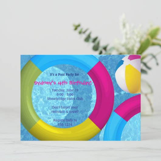 Pool-Party Einladungen (Stehend Vorderseite)