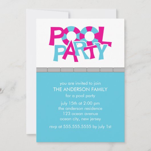 Pool-Party Einladungen (Vorderseite)