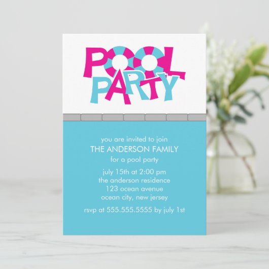 Pool-Party Einladungen (Stehend Vorderseite)