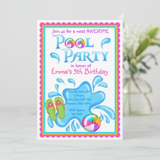 Pool-Party Einladungen (Stehend Vorderseite)