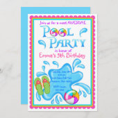 Pool-Party Einladungen (Vorne/Hinten)