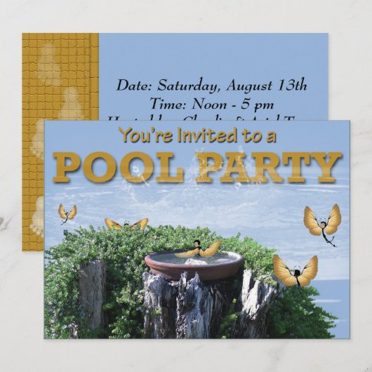 Pool-Party Einladungen (Vorne/Hinten)