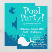Pool-Party Einladungen | Gewohnheit lädt ein (Vorne/Hinten)