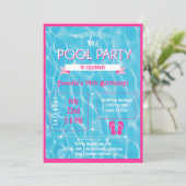 Pool-Party Einladungs-Rosa Einladung (Stehend Vorderseite)