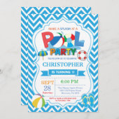 Pool-Party Einladungs-Sommer Splish Spritzen-Junge Einladung (Vorne/Hinten)