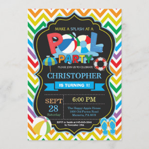 Pool-Party Einladungs-Sommer Splish Spritzen-Junge Einladung