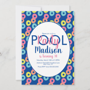 Pool Party Farbige Ringe Geburtstagseinladung Einladung