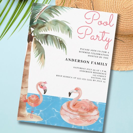 Pool Party Flamingo Einladung