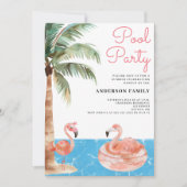 Pool Party Flamingo Einladung (Vorderseite)
