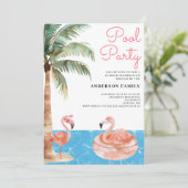 Pool Party Flamingo Einladung (Stehend Vorderseite)