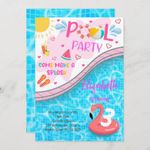 Pool Party Flamingo Geburtstag Einladung