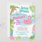 Pool Party Flamingo Geburtstag Einladung (Vorderseite)