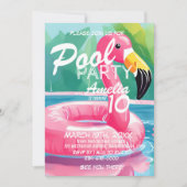 Pool Party Flamingo Girl 10. Geburtstag Einladung (Vorderseite)