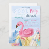 Pool Party Flamingos Geburtstagsparty Einladung (Vorne/Hinten)