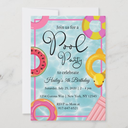 Pool Party Floods Geburtstagsparty Einladung (Vorderseite)