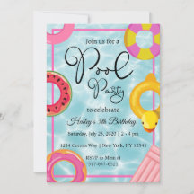 Pool Party Floods Geburtstagsparty Einladung