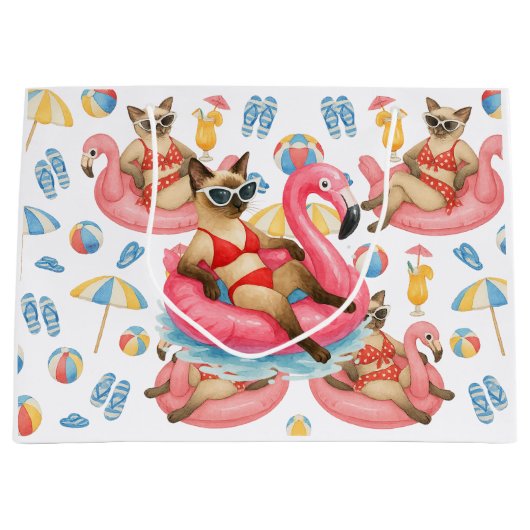 Pool Party for Siamese Cat lovers Große Geschenktüte (Vorderseite)