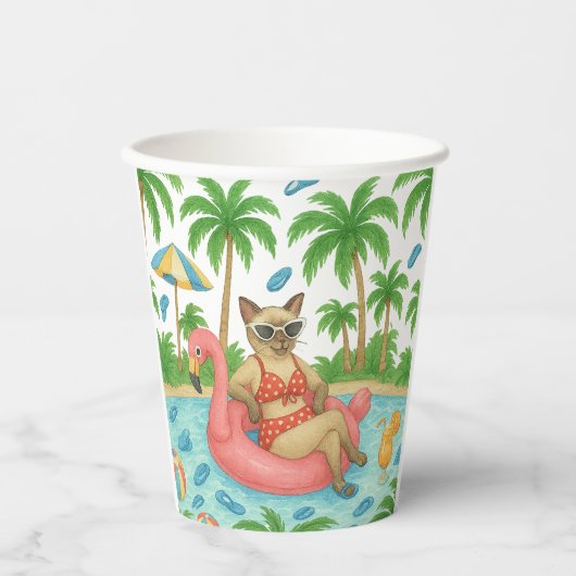 Pool Party for Siamese Cat lovers Pappbecher (Vorderseite)