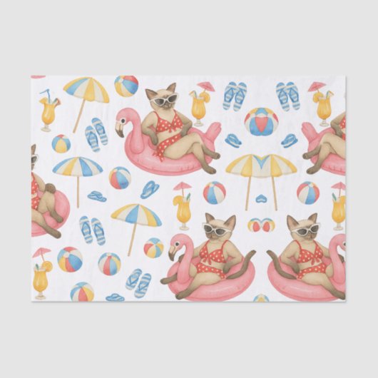Pool Party for Siamese Cat lovers Seidenpapier (Vorderseite)