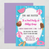 Pool Party Fun! Birthday Pool Party! Einladung (Vorne/Hinten)