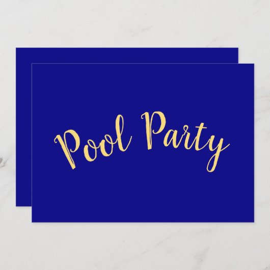 POOL PARTY Fun Text Moderne Navy Blue Hintergrund (Vorne/Hinten)