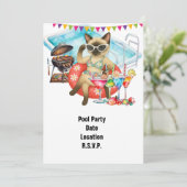 Pool-Party für Katzenliebhaber Einladung (Stehend Vorderseite)