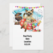 Pool-Party für Katzenliebhaber Einladung (Vorne/Hinten)