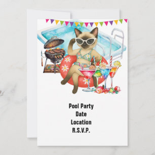 Pool-Party für Katzenliebhaber Einladung