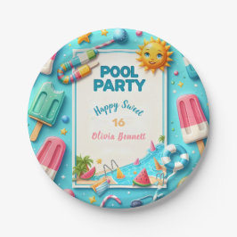 Pool Party Geburtstag 16 . Geburtstag Sommerschwim Pappteller