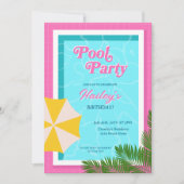Pool Party Geburtstag Einladen Rosa Einladung (Vorderseite)