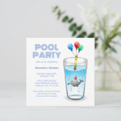 Pool Party Geburtstag Einladung (Stehend Vorderseite)