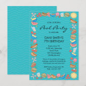 Pool-Party-Geburtstag Einladung (Vorne/Hinten)