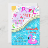 Pool Party Geburtstag Einladung (Vorderseite)