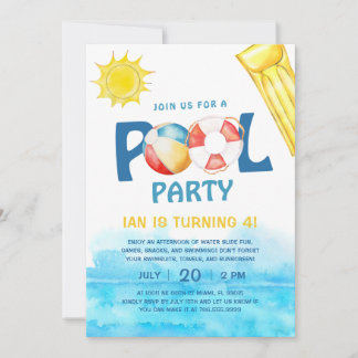 Pool Party Geburtstag Einladung Spaß Wasser Sommer