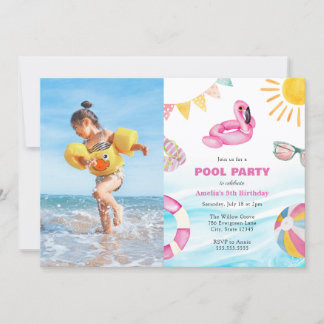 Pool Party Geburtstag Foto Einladung