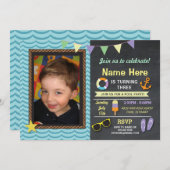 Pool Party Geburtstag Foto Sommer Blue Einladung (Vorne/Hinten)