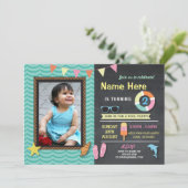 Pool Party Geburtstag Foto Sommerminze laden Einladung (Stehend Vorderseite)