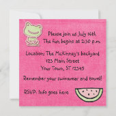 Pool-Party-Geburtstag Invitaiton Einladung (Rückseite)