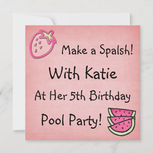 Pool-Party-Geburtstag Invitaiton Einladung (Vorderseite)