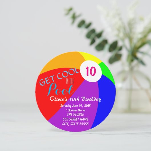 Pool-Party-Geburtstag laden ein Einladung (Stehend Vorderseite)