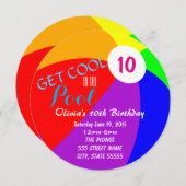 Pool-Party-Geburtstag laden ein Einladung (Vorne/Hinten)