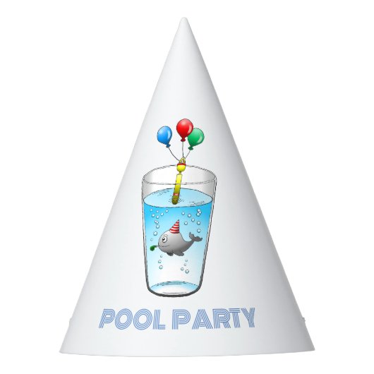 Pool Party Geburtstag Partyhütchen (Vorderseite)