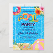 Pool-Party | Geburtstag schwimmen Einladung (Vorderseite)