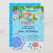 Pool-Party | Geburtstag schwimmen Einladung (Vorne/Hinten)