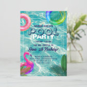 Pool-Party | Geburtstag schwimmen Einladung (Stehend Vorderseite)