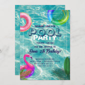 Pool-Party | Geburtstag schwimmen Einladung (Vorne/Hinten)