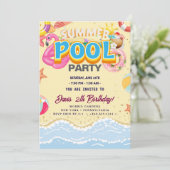 Pool-Party | Geburtstag schwimmen Einladung (Stehend Vorderseite)
