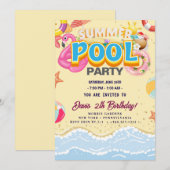 Pool-Party | Geburtstag schwimmen Einladung (Vorne/Hinten)